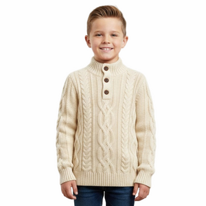 Gap Kids Cream Cable Knit Mock Neck Sweater Handsome Festive Traditional 10-12